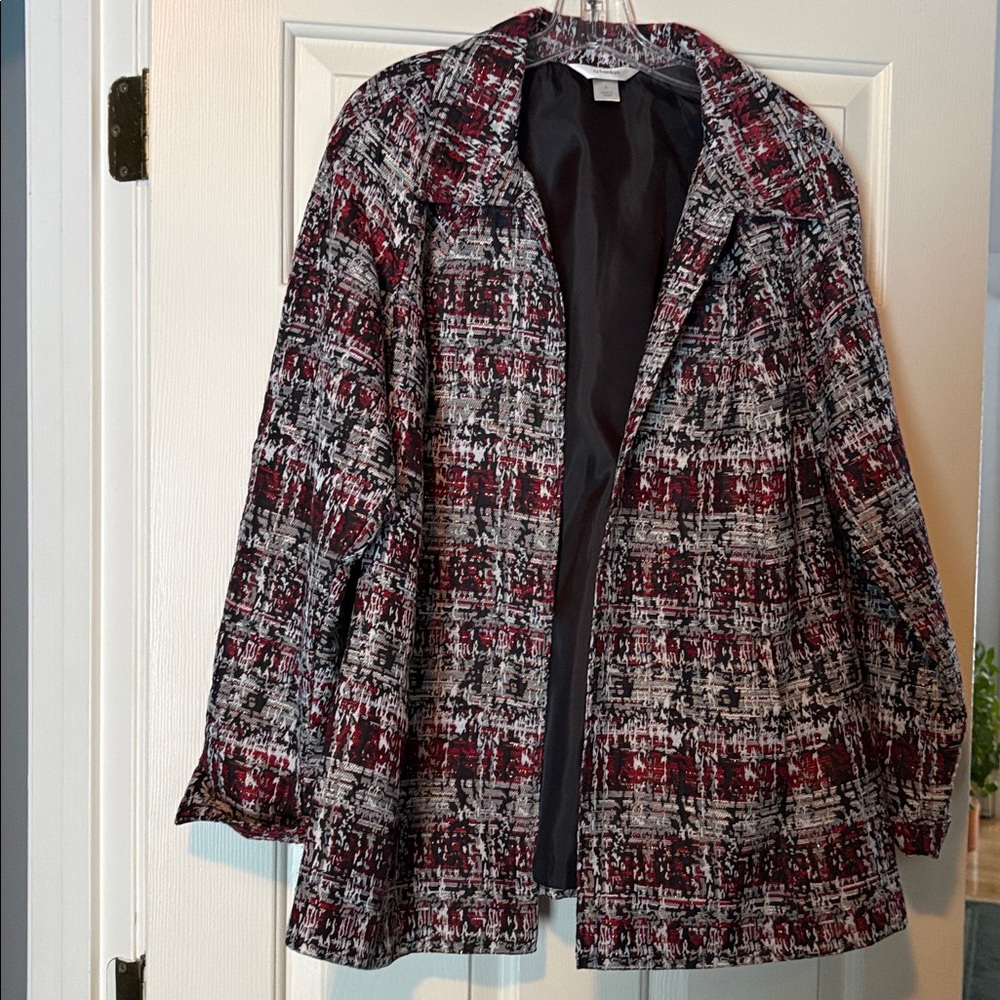 CJ Banks Red and Black Plaid Blazer